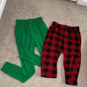 Green and Red Plaid Lounge Pants Set